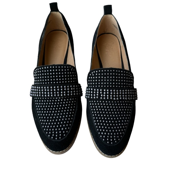 Crown Vintage Lorina Black Cow Suede Studded Loafer - Picture 2 of 10